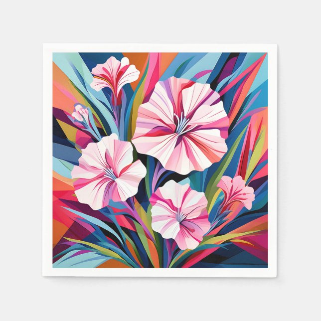 Bold Geometric Dianthus Flowers Napkin (Front)