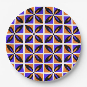 Bold geometric floral design paper plate