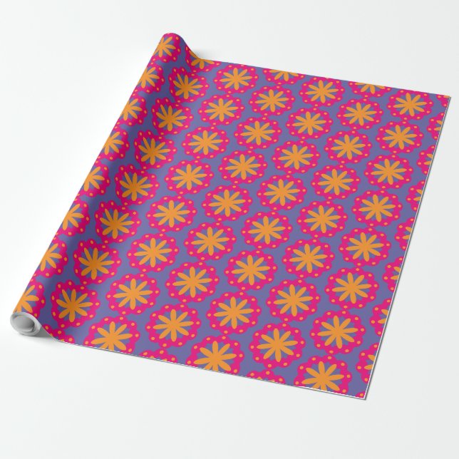 Bold Geometric Flower Design Wrapping Paper (Unrolled)