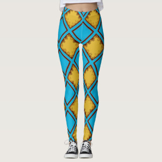 Bold Geometric Grid Pattern Red and Blue Women Leg Leggings