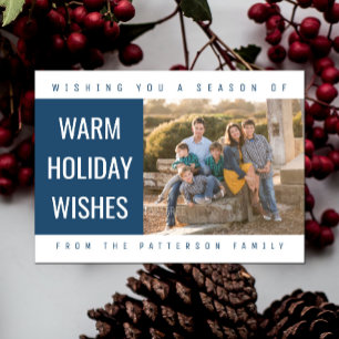 Bold Geometric Holiday Photo Card   Blue