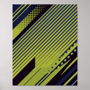 Bold Geometric Lines with Green Contrast Poster