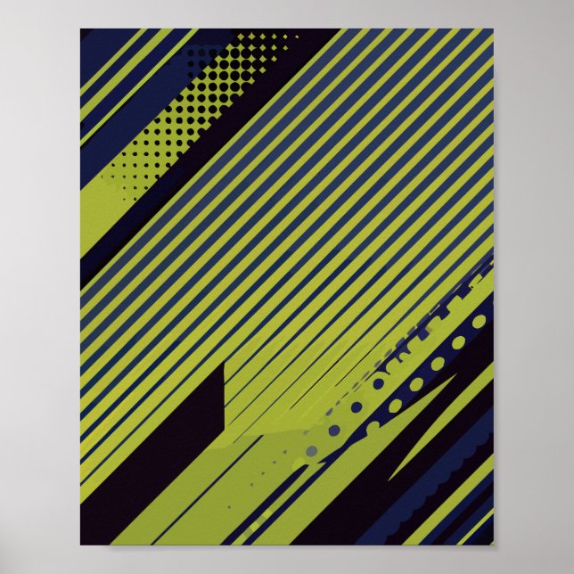 Bold Geometric Lines with Green Contrast Poster (Front)