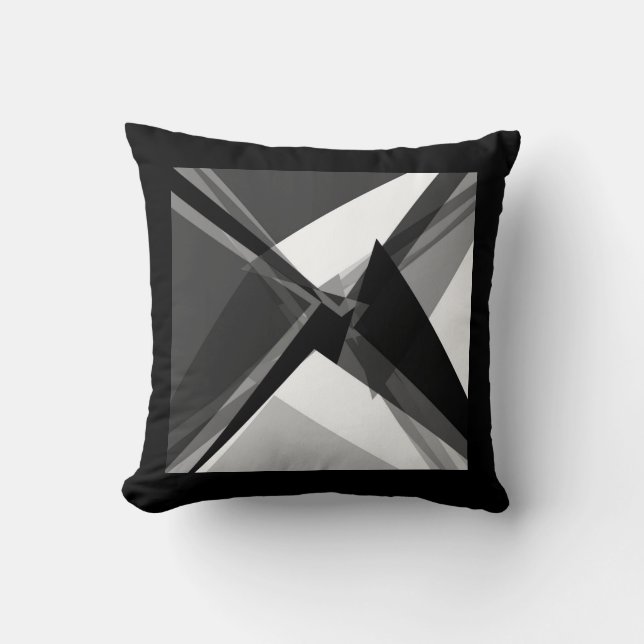 bold geometric monochrome retro abstract art  cushion (Front)