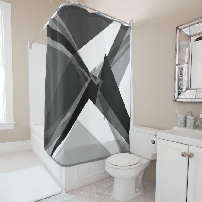 bold geometric monochrome retro abstract art  shower curtain (In Situ)