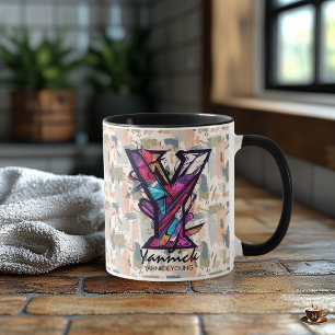Bold Geometric Monogram Mug - Y for Yannick
