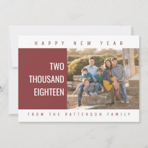 Bold Geometric New Year's Photo Card   Burgundy