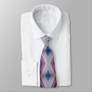 Bold Geometric Pattern in Mauve and Blue Tie