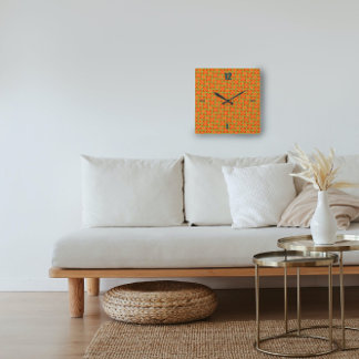 Bold Geometric Pattern Orange Green Wall Clock