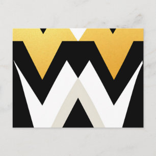 Bold Geometric Patterns in Black White and Gold Postcard