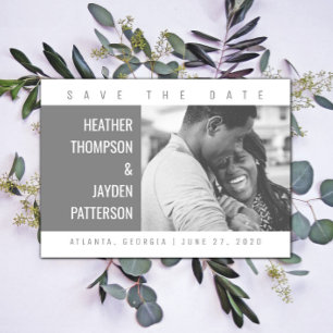 Bold Geometric Photo Save the Date Grey