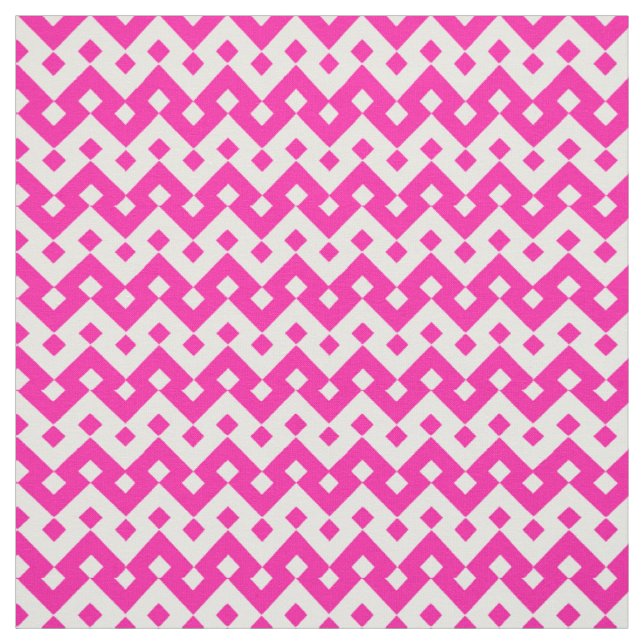 Bold Geometric Pink and White Chevrons Fabric (Swatch)