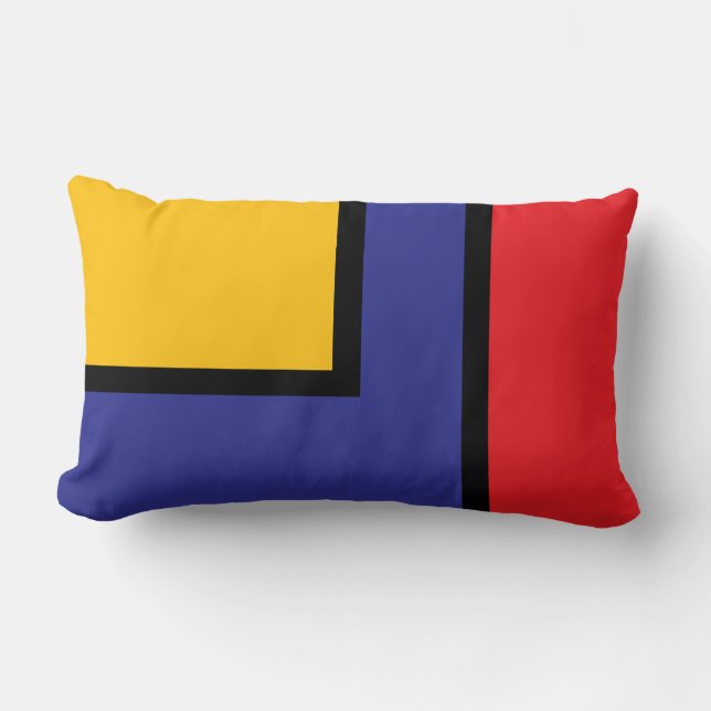 Bold Geometric Primary Colour Block Abstract Lumbar Cushion (Front)