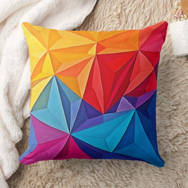 Bold Geometric Prism Abstract Art Cushion (Blanket)