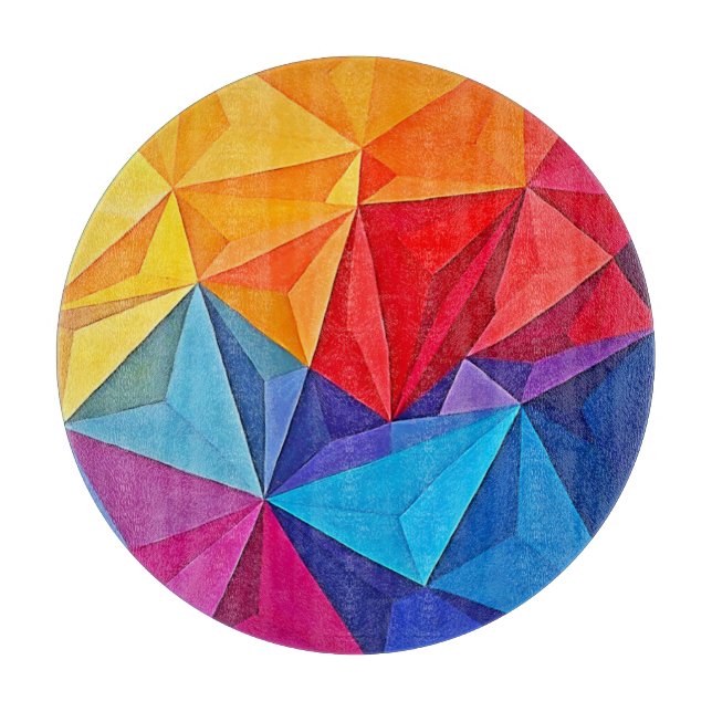 Bold Geometric Prism Abstract Art Cutting Board (Front)