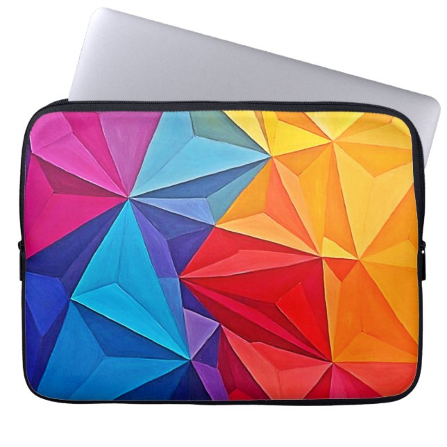 Bold Geometric Prism Abstract Art Laptop Sleeve (Front)