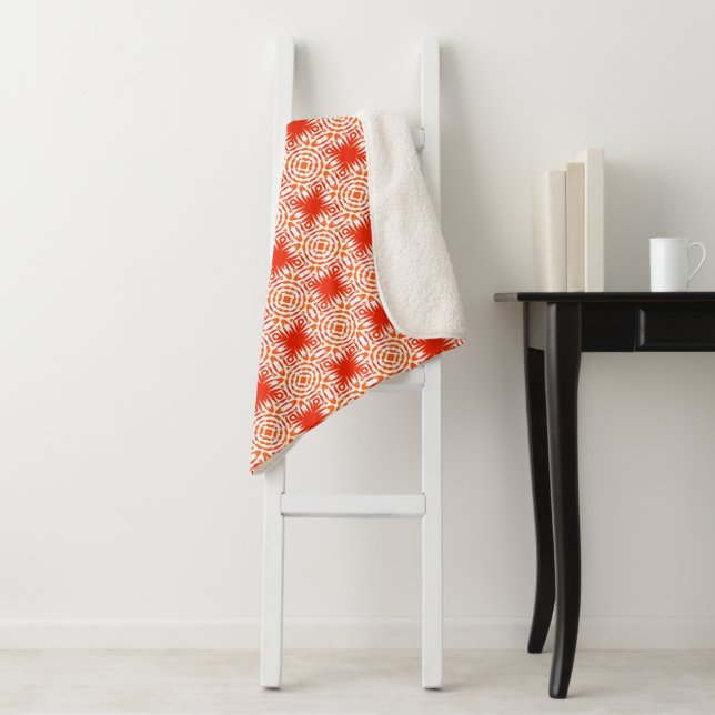 Bold Geometric Red and Orange Pattern Blanket (In Situ)