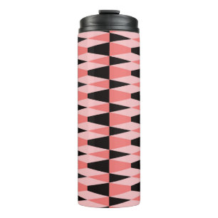Bold geometric seamless tiled pattern in black, pi thermal tumbler