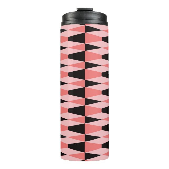 Bold geometric seamless tiled pattern in black, pi thermal tumbler (Front)