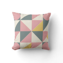 Bold Geometric Shapes in Pastel Tones Throw Pillow