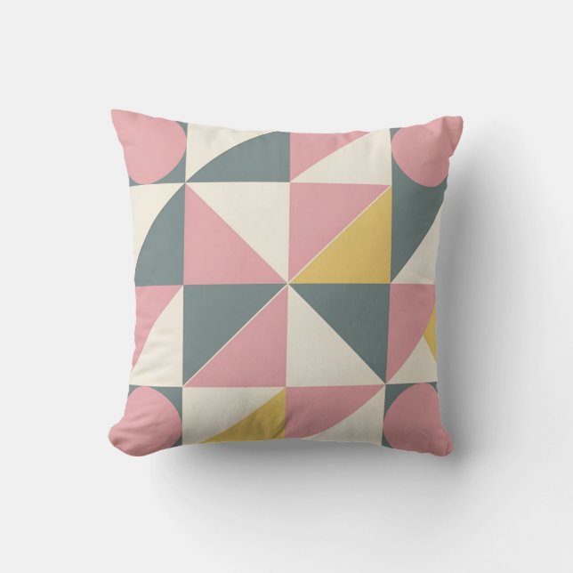 Bold Geometric Shapes in Pastel Tones Throw Pillow (Front)