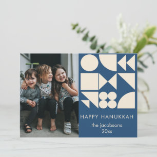 Bold Geometric Shapes Modern Custom Hanukkah Photo Holiday Card