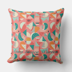 Bold Geometric Shapes With Accents Mint Aqua 1 Cushion