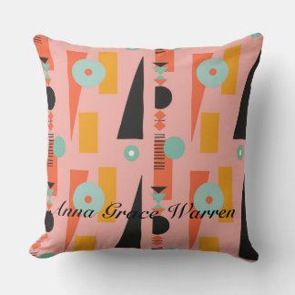 Bold Geometric Shapes With Accents Mint Aqua 4 Cushion
