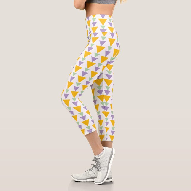 Bold Geometric Triangle Capri Leggings (Left)