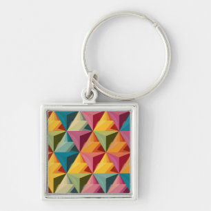 Bold Geometric Triangle Pattern  Key Ring