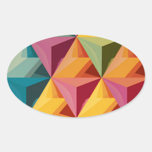 Bold Geometric Triangle Pattern  Oval Sticker