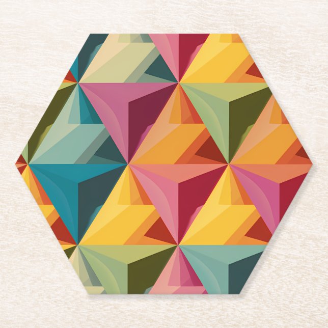 Bold Geometric Triangle Pattern  Paper Coaster (Front)