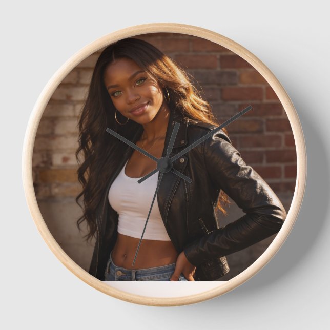 Bold Geometric Woman Design" Clock (Front)