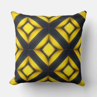 Bold Geometric Yellow and Black Diamond Pattern Cushion