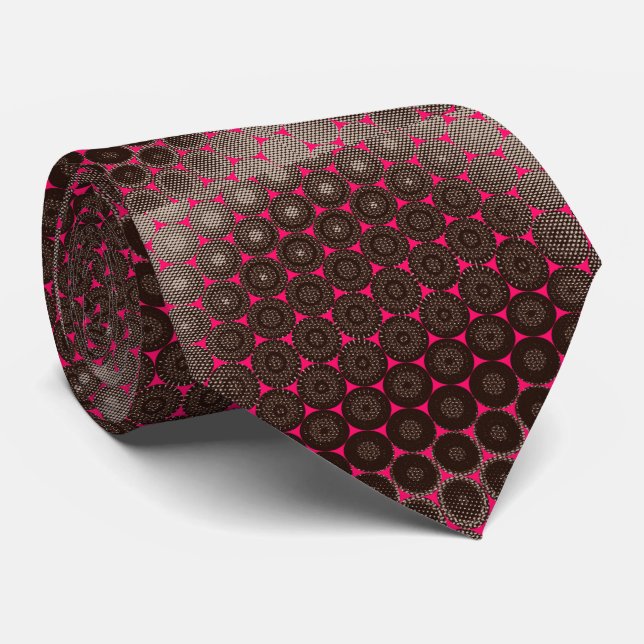 Bold Geometry: Fuchsia Eclipse Silk Tie (Rolled)