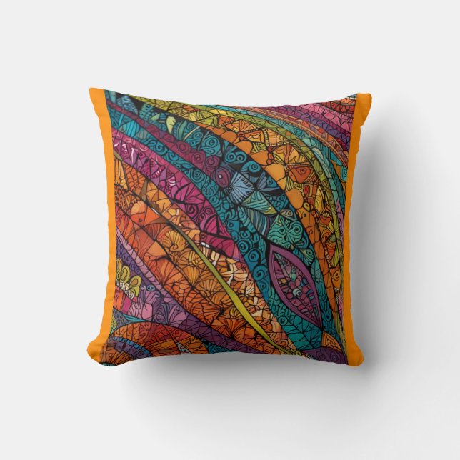 Bold Geometry in Orange, Purple, Blue Cushion (Front)