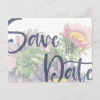 Bold Gerber Daisy Save the Date Postcard Template