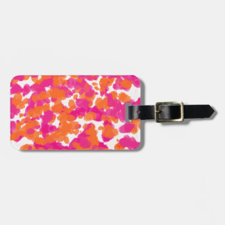 Bold Girly Hot Pink Fuchsia Orange Paint Splashes Luggage Tag