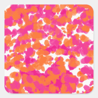 Bold Girly Hot Pink Fuchsia Orange Paint Splashes Square Sticker