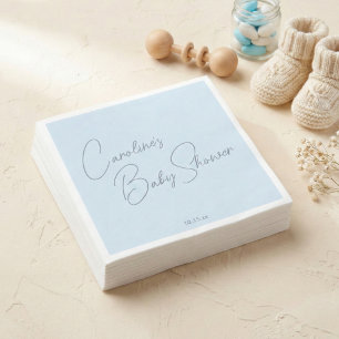 Bold Glacier Blue Modern Script Custom Baby Shower Napkin