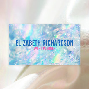 Bold Glam Elegant Blue Colourful Rainbow Crystal Business Card