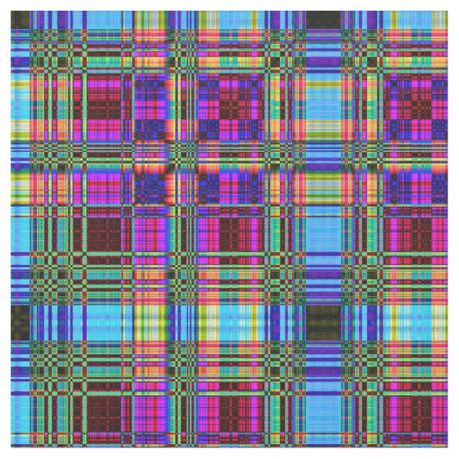 Bold glitched plaid fabric (Close Up)
