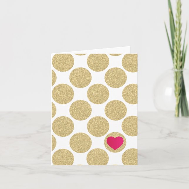 Bold Glitter Gold Dot With Heart and Custom Colour Card (Front)