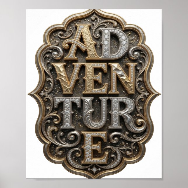 Bold Gold ADVENTURE Bold Design Poster (Front)