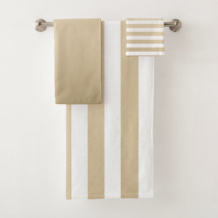 Bold Gold and cream stripe pattern Bath Towel Set