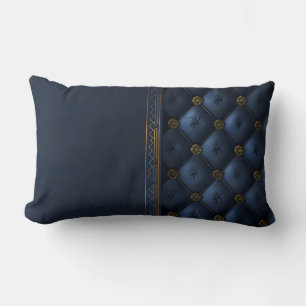 Bold Gold and Navy Blue Abstract Lumbar Cushion