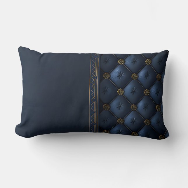 Bold Gold and Navy Blue Abstract  Lumbar Cushion (Front)