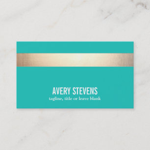 Bold Gold Coloured Striped Modern Turquoise Chic Business Card
