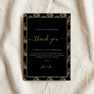 Bold gold fern leaf Wedding thank you Table Card