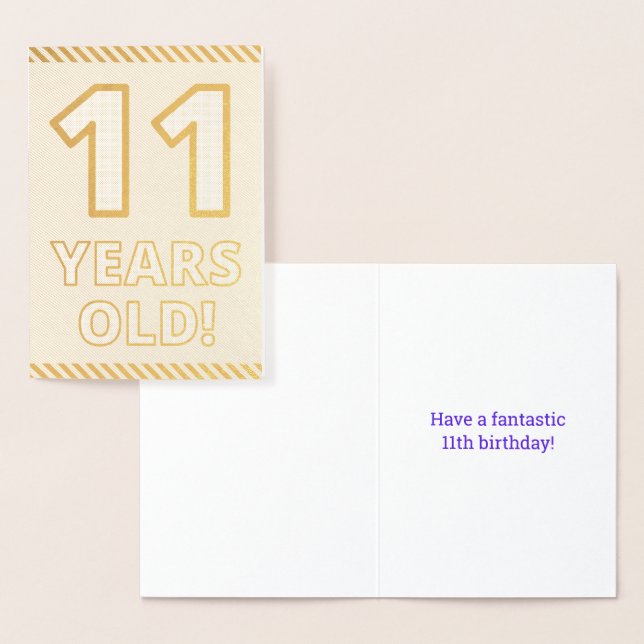 Bold, Gold Foil "11 YEARS OLD!" Birthday Card (Display)